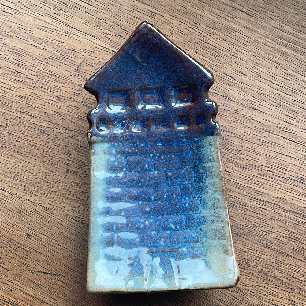 Blue and Brown Toned Ceramic Lighthouse Jewelry Dish